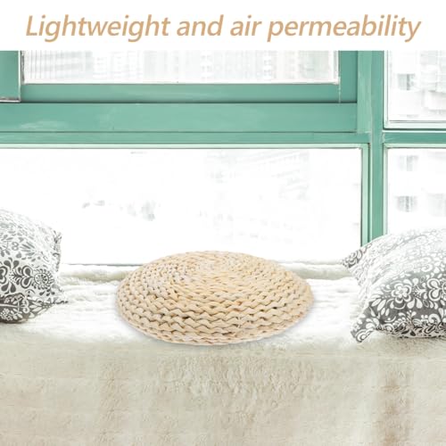 Sewroro Tatami Floor Pillow Round Straw Woven Padded Sitting Cushion Japanese Style Seat Pillow Floor Straw Mat Meditating Furniture Floor Mat for Home Temple 30cm