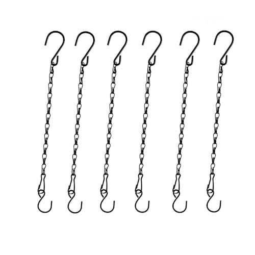 Chain for Hanging Plants,11 Inch Black Hanging Chain, Small Hanging Basket Chain Kits with Hooks for Bird Feeder Hanging Basket Extender Porch Wind Chime (Black, 11 Inch-6PCS) - color: Black, size: 11 Inch-6PCS