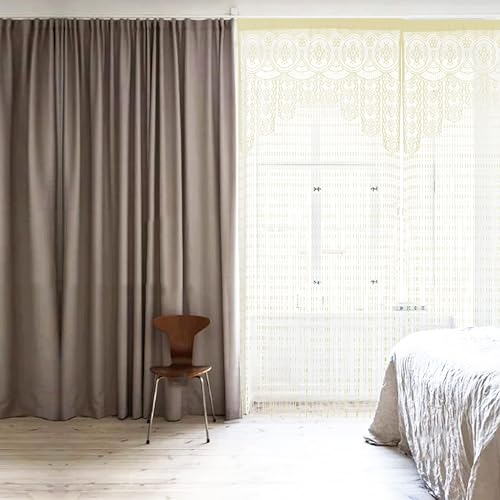 HSYLYM String Door Privacy Lace Curtain Macrame Boho Doorway Window Curtains for Wall Divider Windows Door Covers Decorative Room Separation (35×79in/90×200cm,Champagne) - color: Champagne, size: 35"W x 79"L (Pack of 1)