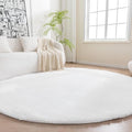 Amazon Basics Fluffy Washable Round Area Rug, Circle Shaggy Carpet for Living Room, Bedroom, Nursery, 6'R, Cream - color: Cream, size: 6' (Round)