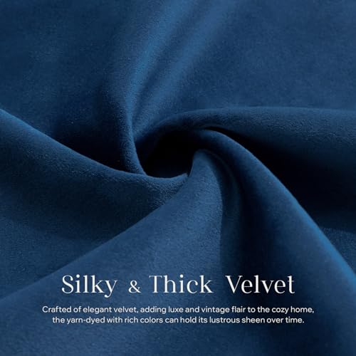 Phantoscope Pack of 2 Velvet Throw Pillow Covers, Decorative Soft Velvet Pillows Accent Double-Sided Gusseted Design, Square Cushion Case for Couch Sofa Bed, Navy Blue, 18 x 18 inches 45 x 45 cm - color: Navy