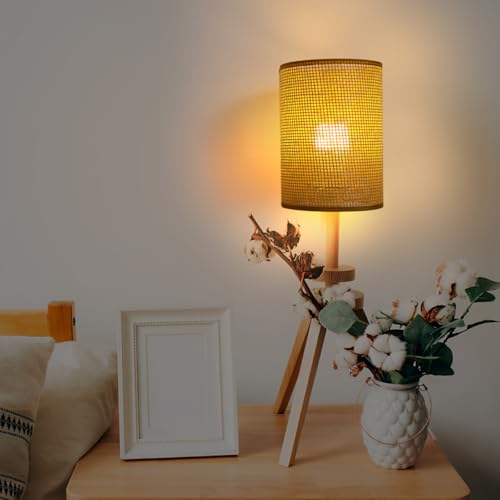 Angoily Rattan Lamp Shade for Table Lamps Woven Lamp Shade Cover for E27 Bulb Rustic Wicker for Bedroom Living Room Office Kitchen Entryway Decor