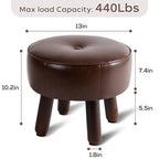 oakvivo Small Foot Stool Ottoman, Round Pouf Foot Rest, Footstool Ottomans with Rubber Legs Under Desk, Faux Leather Footrest for Couch, Living Room, Bedroom, Office, 13''L x 13''W x 10.2''H, Coffee - color: Coffee