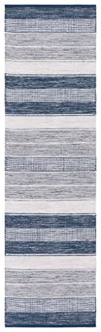 SAFAVIEH Striped Kilim Collection Runner Rug - 2'3" x 8', Grey & Blue, Flat Weave Cotton Design, Easy Care, Ideal for High Traffic Areas in Living Room, Bedroom (STK804M) - color: Grey/Blue, size: 2'3" x 8' (Runner)