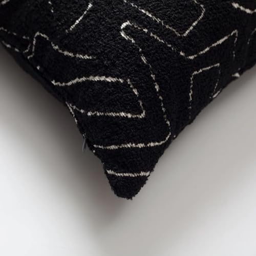 Throw Pillow Covers, Pack of 1 Woven Jacquard Cushion Covers for Sofas, Couches, Bed, Boho Home Decor, Cozy Soft and Comfortable Pillow Cases, Amorf, Black 20x20 Inch - color: Black, size: 20" x 20" (Pack of 1)