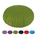 Round Zafu Meditation Cushion, D=15" H=5.5" Zabuton Meditation Pillow, Yoga Bolster/Pillow, Floor seat, Zippered Organic Cotton Cover, Natural Buckwheat, Kneeling Pillow - color: Green