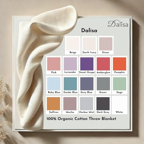Dalisa 100% Organic Turkish Cotton Throw Blanket - GOTS Certified, Cozy - Perfect for Couch, Bed, and Home Decor - Boho Vintage Knit Alina (Dark Grey, 50x60) - color: Dark Grey, size: 50x60