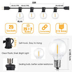 Mlambert 50Ft LED Outdoor String Lights G40 Globe Dimmable Patio Light, Waterproof Hanging String Light with 27 Warm White Shatterproof Bulbs(2 Spare) - color: Black