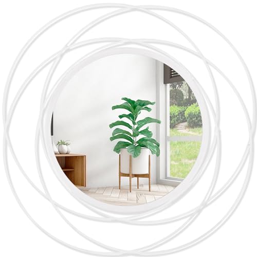 Mirrors Wall Decor Iron Frame Round Art Wall Mirrors Home Decoration Hanging Mirrors for Living Room Bedroom Bathroom Entryway White 12” x 12” - color: Circle-white, size: 12"L x 12"W