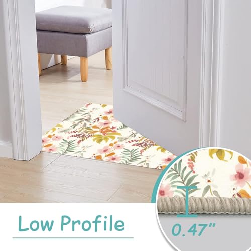 Boho Floral 1.5 x 2.5ft Area Rug for Bedroom Non Slip, Washable Rug for Living Room Ultra-Thin Dining Room Rugs for Under Table, Vintage Print Soft Floor Rug for Entryway Office - color: Golden Yellow and Peach, size: 1.5 x 2.5ft / 18 x 30in / 45 x 75cm