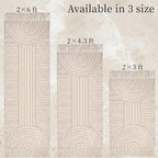 Boho Rug Runners for Hallways Non Slip, Neutral Washable Bathroom Runner Rug Beige Tufted Woven Rainbow Rug with Tassels Kitchen Rugs, 2'x6' - color: Rainbow Cream, size: Runner(2'x6')