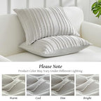 WARMDERN Light Grey Striped Pillow Covers King Pillow Cases Soft Microfiber Stripe Pillow Cases Set of 2 Boho Tufted Stripes Textured Pillowcase with Envelope Closure(Light Grey, King, 20x36 Inches) - color: Light Grey-striped, size: 20" x 36" (Pack of 2)