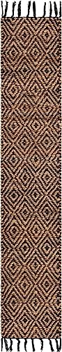 Unique Loom Braided Jute Collection Area Rug - Assam (1' 2" x 6' 1" Table Runner, Black/ Natural) - color: Black/Natural, size: 1'2" x 6'1" (Rectangular)