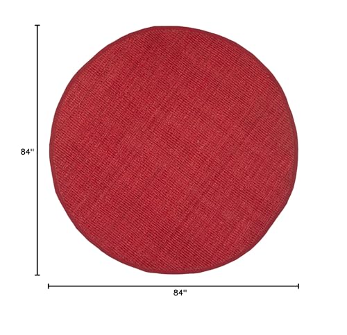 SAFAVIEH Natural Fiber Collection Area Rug - 7' Round, Red, Handmade Farmhouse Jute, Ideal for High Traffic Areas in Living Room, Bedroom (NF730D) - color: Red, size: 7' (Round)