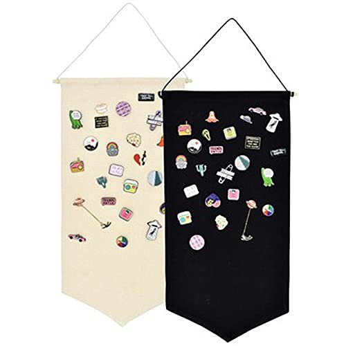 2pcs Cotton Canvas Wall-Mounted Brooch,Wall Hanging Jewelry Display Storage Set for Pin and Brooch Collections(A) - color: A