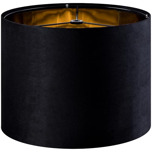 GO&SO Black Velvet Lamp Shades - 13" Top x 13" Bottom x 10" High(Spider) Medium Drum Lampshades - Traditional Fabric Lamp Shade for Table Lamps - Replacement Lampshade - Assembly Required - color: black--1, size: 13*13*10 inch-1 Pack