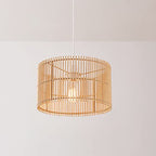 Globe Electric 65942 Tammi 1-Light Pendant Lighting, Natural Bamboo Shade, White Fabric Cord