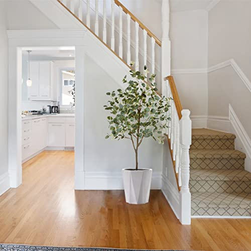 Warmplants Artificial Eucalyptus Tree, 6ft Tall Fake Eucalyptus Plant with Basket, Green Silver Dollars Silk Leaves Faux Tree for Home Office Livingroom Floor Decor Indoor - size: 6ft