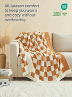 Super Soft Throw Blanket - Checkered Blanket for Couch, Bed, Sofa, Chair - Lightweight Warm Double Sided Knit - All Season Cozy, Fuzzy, Anti-Static Microplush Blanket for Women - 50x60 (Toffee/Cream) - color: 06 - Checkered Toffee/Cream