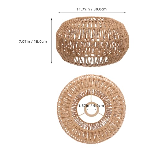 GALPADA 11.8 Inch Boho Woven Light Shade, Rattan Style Paper Rope Pendant Light Cover, Round Wicker Lamp Shade Replacement for Ceiling Hanging Fixtures