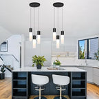 Cluster Black Pendant Lighting Fixture 3-Light Modern Hanging Dining Table Light with Milky White Lampshade LED Pendant Lights for Kitchen Island Dining Room Adjustable Height, 3000K-6000K - color: Black, size: 3-Light 1-Pack