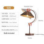 2 Pack Woven Rattan Table Lamp, Boho Plug in Handmade Rattan Shade & Anti-Rust Iron Base Desk Lamp, Plug & Play Vintage Dark Brown Bedside Lamp for Living Room, Office, Bedroom 【Bulb Included】