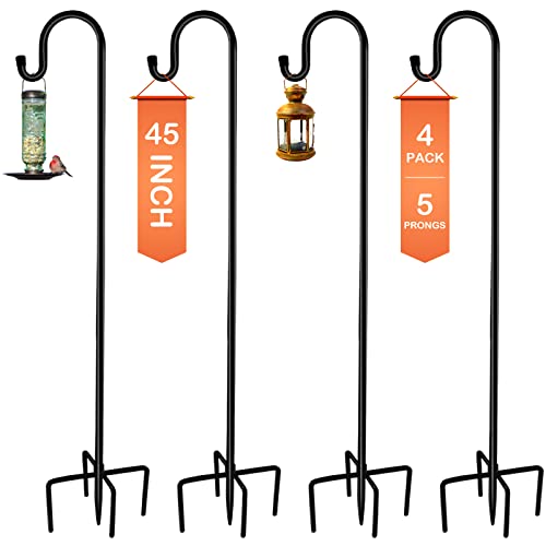 Ottsuls Shepherd-Hooks Adjustable for Bird-Feeder Lantern Plant-Hook Garden-Stake - Plant Stand Hanger for Outdoor Flower Basket, Bird Feeder Hanger Weddings Decor - size: 45 INCH, style: A-4 Pack