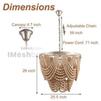 Boho Wood Beaded Chandelier Light Fixture，Large 25.5 inch Bohemia Bead Chandelier Rustic Farmhouse Ceiling Light Fixture for Dinning Room Bedroom Living Room (Oak) - color: Oak 25.5"