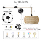 Boho Rattan Pendant Lights Farmhouse 12 Inch Plug in Chandelier Light Fixture Rustic Wicker Hand Woven Pendant Hanging Light with Cord for Dining Room Kitchen Bedroom Foyer Hallway - size: 12 Inch Plug in