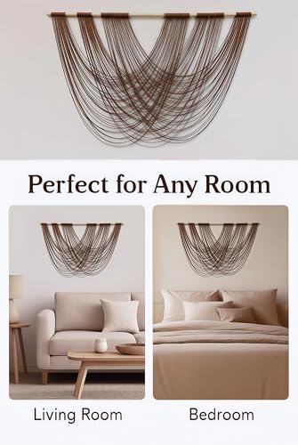 Large Macrame Wall Hanging Macrame Wall Decor Tapestry For Headboard Bedroom Livingroom Boho Fiber Home Art (Brown-B) - color: Brown-B