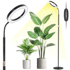 LBW Grow Light with Stand for Indoor Plants, 8" Halo Full Spectrum Grow Light, Adjustable Height up to 68", Auto Cycle Timer (4/8/12H), 6-Level Dimmable, Plant Light for Indoor Growing - size: 1 Head 8" Large Black