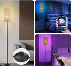 Ruiever Smart Floor Lamp for Living Room,Gaming - Remote, Timer Floor lamp with Remote, APP Control & RGB Standing lamp with Hand-Worked Rattan Shade Bluetooth Bulb Included (Bluetooth Bulb) - style: Bluetooth Bulb