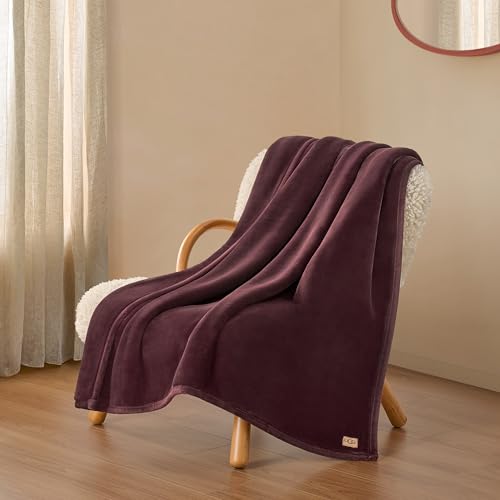 UGG Coco Throw Blanket – Luxury Blanket for Bed Sofa, Perfect for Home & Bedroom, House Warming Gifts or Luxurious Birthday Gifts for Women, 50" x 70", Red Wild Grape - color: Red