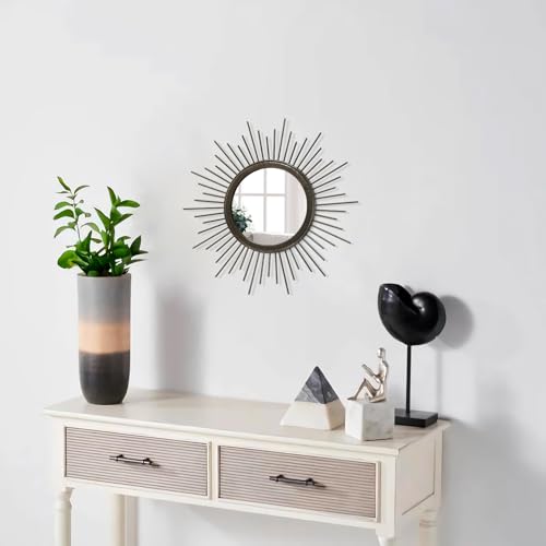 Sunburst Spoked Mirrors for Wall Boho Home Round Wall Art Mirror Classic Metal Modern Hanging Mirror Living Room Hallway Bathroom Bedroom Office Vanity Entryway - color: Sunburst-brass, size: 12"L x 12"W