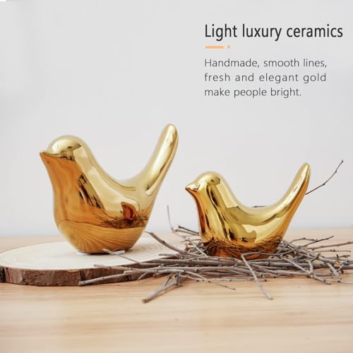 Notakia Gold Home Decor Small Birds Statues Modern Style Decorative Ornaments for Living Room Decor, Bedroom, Office Desktop, Cabinets (2Pcs Gold Birds) - color: 2pcs Gold Birds