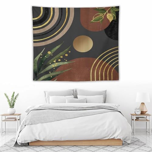 Boho Leaf Tapestries,Mid Century Abstract Black Gold Leaves Tropical Palm Modern Minimalist Geometric Wall Hanging Neutral Home Decor Art for Living Room Bedroom Dorm 40"x30" - color: Boho Leaf-7, size: W40xL30in