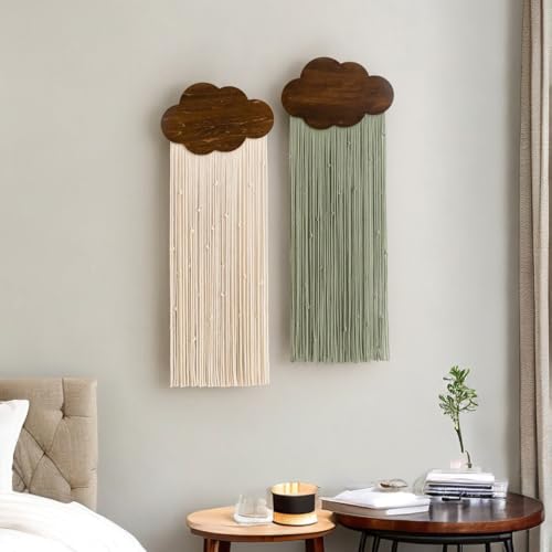Ansley&HosHo Macrame Wall Hanging, Boho Woven Tapestry, Modern Tassel Wall Decor, Handmade Wall Art Tapestry for Bedroom, Living Room, Home, Bohemian Apartment Decoration Ornament Craft (White Cloud) - color: White Cloud