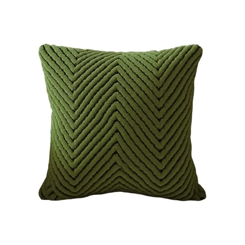 Flannel Pillow Covers Decorative Square Cushion Covers Modern Ripple Pattern Soft Sofa Pillowcases for Living Room - color: Green02