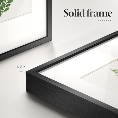 Framed Green Tropical Fern Botanical Wall Art, Set of 6 Nature Ferns Leaf Painting Prints Artwork, Plant Leaves Picture for Modern Farmhouse Living Room Bedroom Bathroom Kitchen Home Decor, 11x14 - color: Green Ferns - Black Framed, size: 11" W x 14" H x