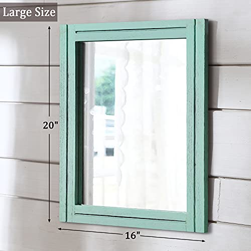 AAZZKANG Rectangle Wall Mirror with Wood Framed Modern Hanging Mirrors Decor for Bedroom Bathroom Living Room Entrance Green Large 20"x16" - color: Green, size: 20"L x 16"W