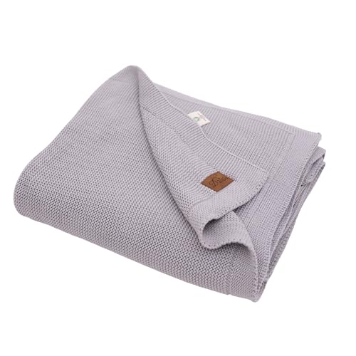 Dalisa 100% Organic Turkish Cotton Throw Blanket - GOTS Certified, Cozy - Perfect for Couch, Bed, and Home Decor - Boho Vintage Knit Alina (Harbor Mist, 50x60) - color: Harbor Mist, size: 50x60