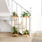 Metal Gold Tall Plant Stand Indoor or Outdoor - 30 inch 2 Tier Modern Corner Planter Shelf Rack with 2 Removable Display Shelves(10 inch) for Bedroom Living Room Balcony