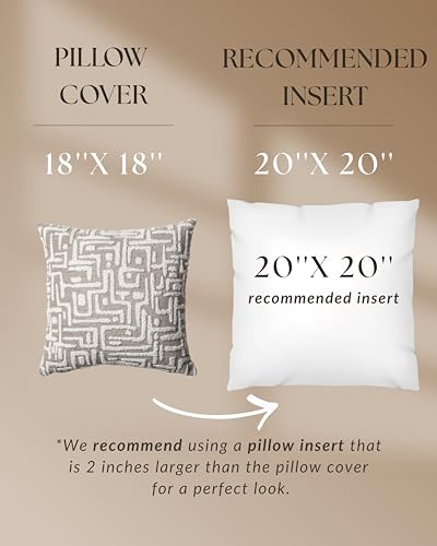 Woven Jacquard Throw Pillow Cover, Pack of 1 Geometric Pattern Textured Decorative Cushion Covers for Sofas, Couches, Fade Resistant Pillow for Sofa & Couch, Gilda, Beige, 18x18 Inch - color: Beige