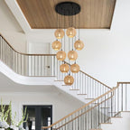 Round 9 Light Boho Pendant Light Rattan Hanging Lamp Hand Woven Wicker Small Chandelier Hanging Lights Fixture for Bedroom Kitchen Hallway Foyer - size: Round 9 Lights