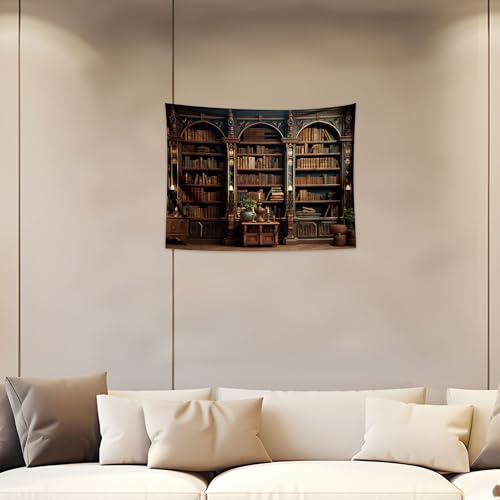 QGHOT Medieval Tapestry Vintage Bookshelf Tapestry Wall Hanging Library Backdrop Bookcase Books Room Wall Covering Victorian Wall Art for Bedroom Extra Large Living Room Decor 37.4" x 28.7" - color: G, size: 28.7"L x 37.4"W