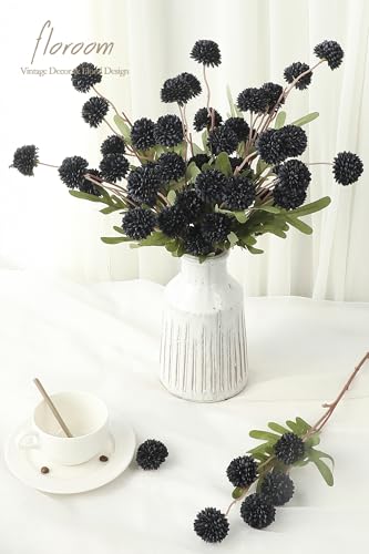 Floroom 5pcs Black Faux Silk Mums Artificial Flowers, Bulk Fake Small Mini Chrysanthemums with Stems for DIY Wedding Centerpieces Floral Arrangements Vase Fillers Home Decorations - color: Black, size: 5pcs