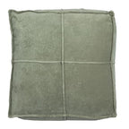 Creative Co-Op Square Cotton Velvet Pouf with Piped Detail, Sage Green - color: Wing Teal