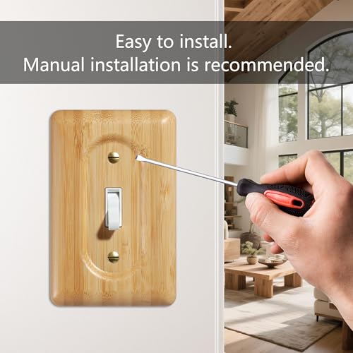 Decorative Light Switch Covers Bamboo Wood Switch Plate Covers Single Toggle Stylish Wood Switch Plate Covers - color: Bamboo, size: Single Toggle