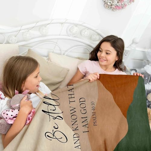 HIWX Boho Christian Blanket, Be Still and Know that I Am God Bible Verse Abstract Mountain Throw Blanket for Home Bedroom Living Room Couch Bed Decor, Christian Gifts for Women Faith, 30x40 Inches - color: Be Still, size: 30“L x 40”W