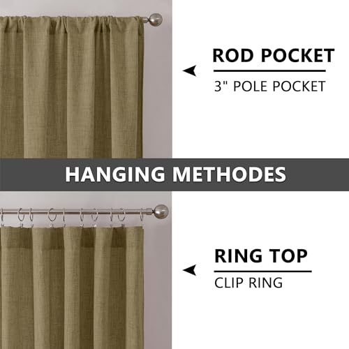 Tollpiz Short Linen Tier Curtains Rod Pocket Semi Sheer Half Kitchen Curtain Burlap Light Filtering Thick Linen Drapes for Bathroom, 30 x 24 inches Long, Taupe, Set of 2 Panels - color: Taupe, size: 30"W x 24"L (Pack of 2)